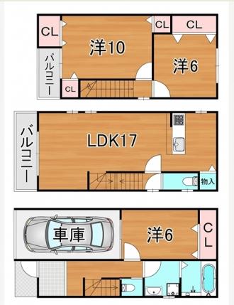 雲井通3丁目貸家 1-3号室の間取り図